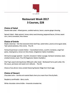 Des Moines Restaurant Week Menu